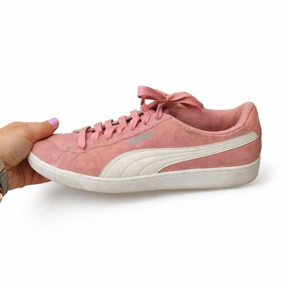 PUMA Women's Vikky Suede Sneakers, Pink/White 9.5 tennis shoes - Picture 2 of 6